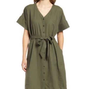 Caslon linen short sleeve shirt dress